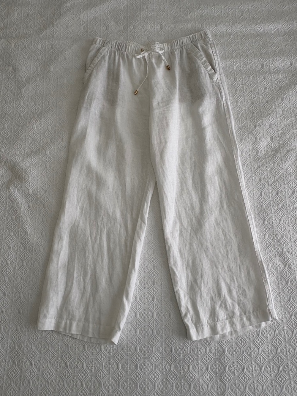 Lilly Pulitzer Brawley Linen Pants Resort White Wide Leg L